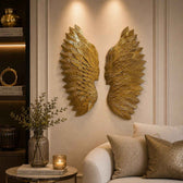 Royal Gold Angel Wings Metal Leaf Wall Art for Home Decor