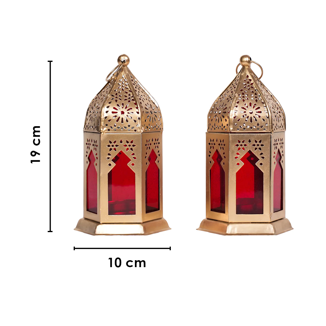 Ruby Red Moroccan Lanterns set of 2