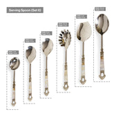 Mother Of Pearl Stainless Steel Salad Serving Spoon Cutlery Set Of 6