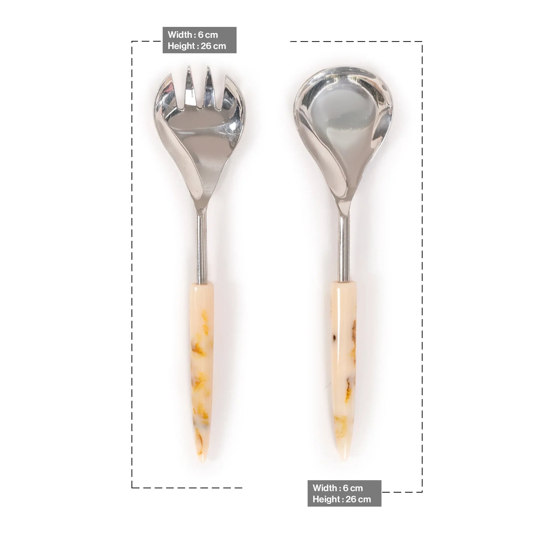 White Resin Handle Stainless Steel Cutlery Set Of 2