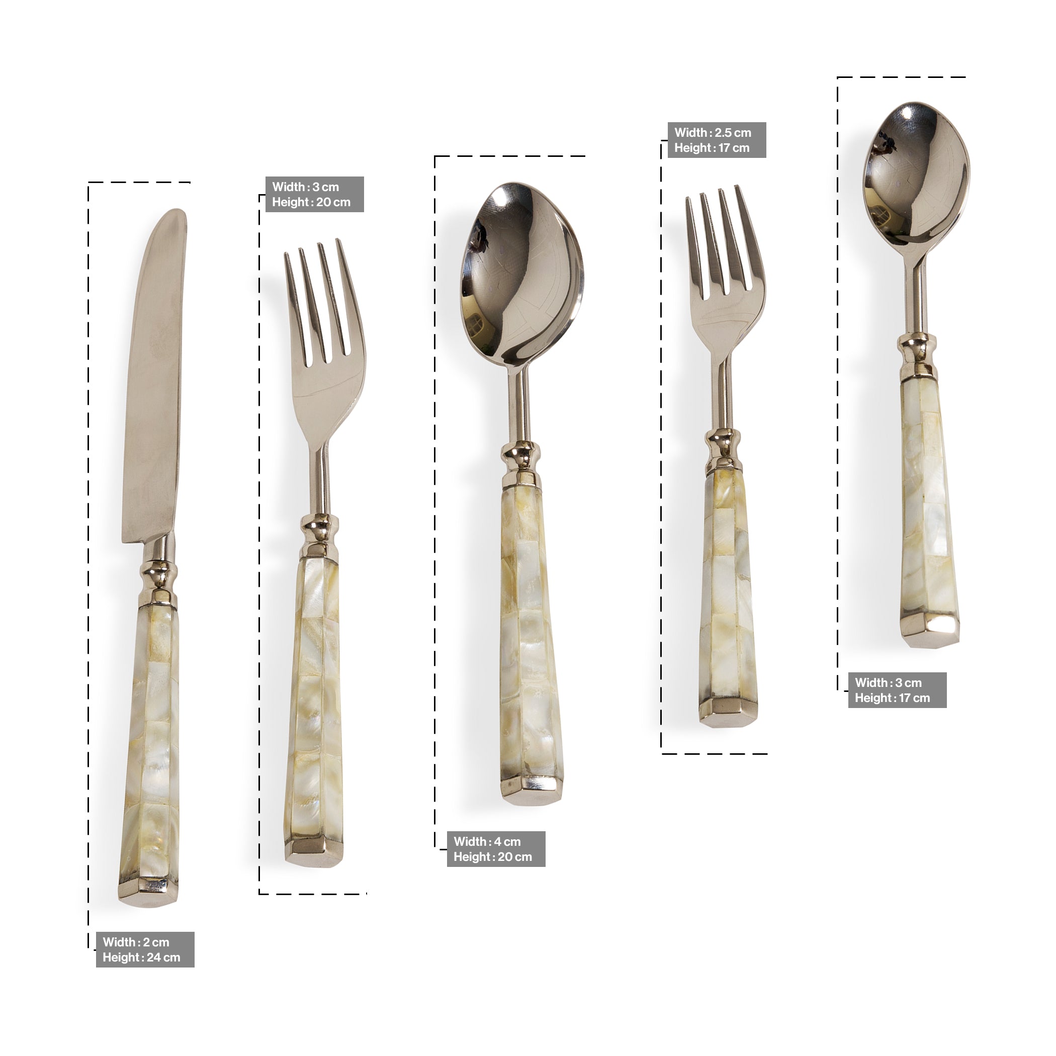 Mother of Pearl Stainless Steel Set of 5