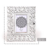 Handcarved Wooden Photo Frame in White-Wall Hanging and Tabletop Display
