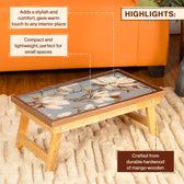 Mango Wood Handmade Fixed Blue Magnolia Laptop Table with Epoxy Resin