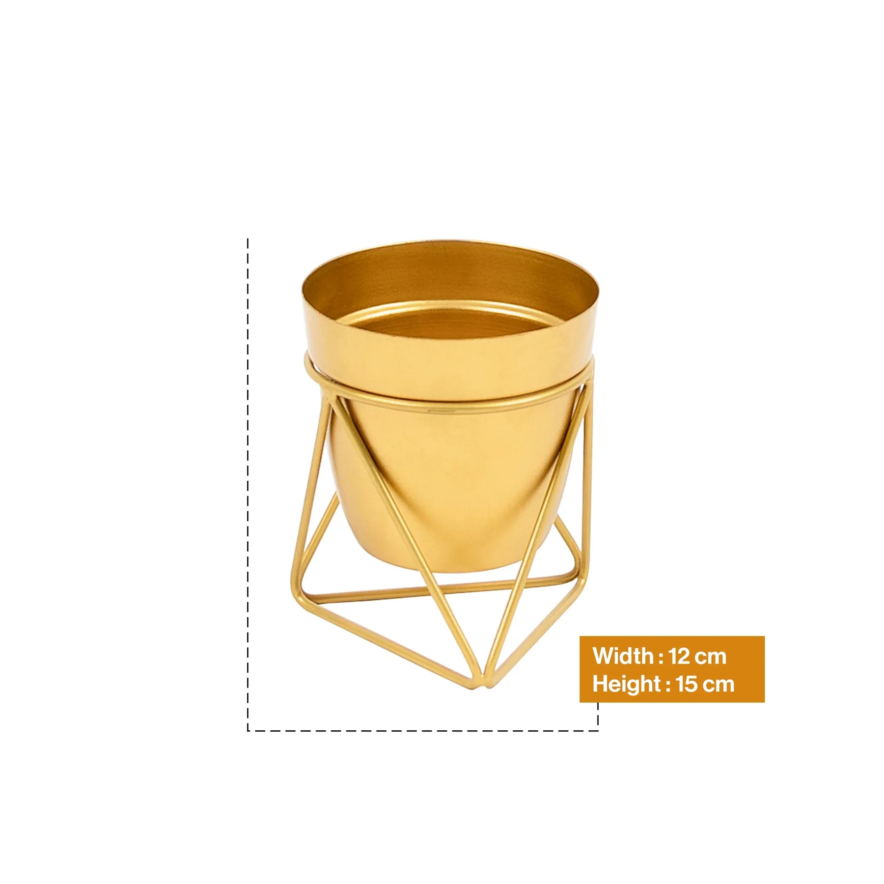 Metal Pots with Single Golden Metal Plant Stand in Sunlit Aura