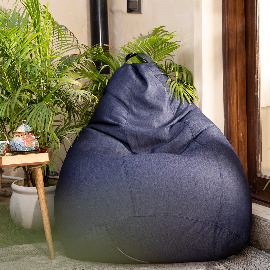 Teardrop Denim Bean Bag with Beans