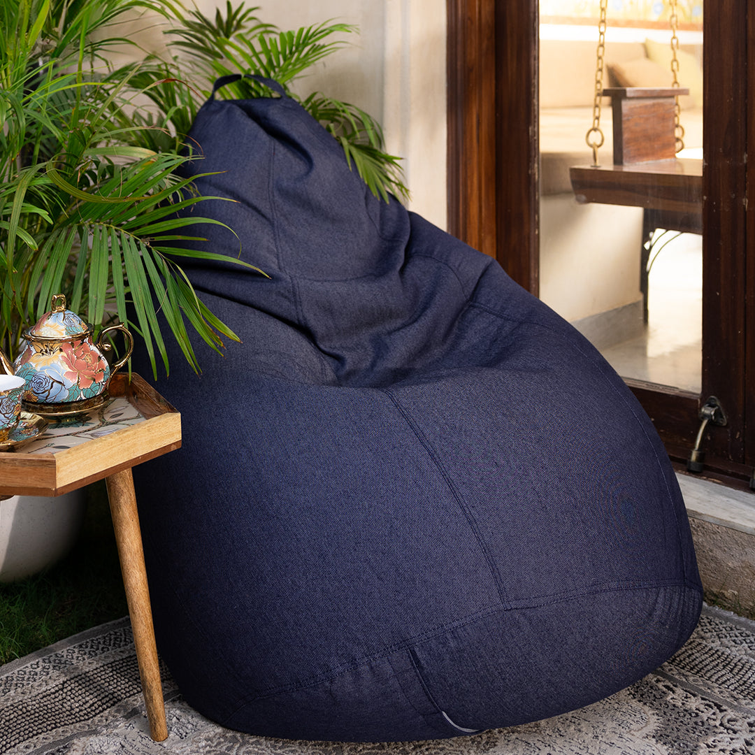 Teardrop Denim Bean Bag with Beans