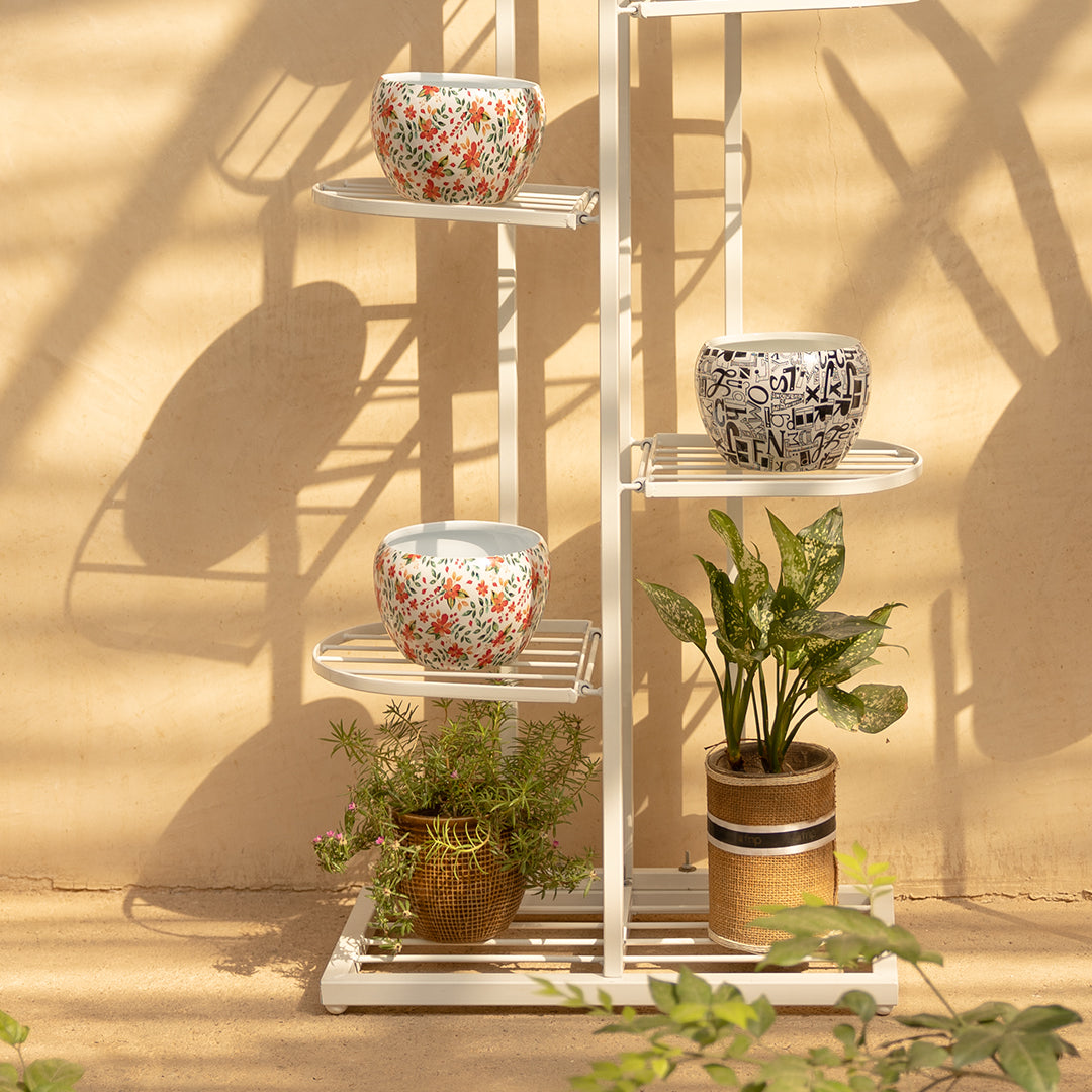 6 Tier Iron Metal Plant Display - White