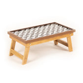 Mango Wood Handmade Fixed Laptop Table in Black & White with Epoxy Resin