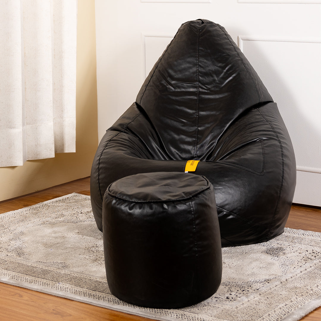 Tear Drop Bean Bag with Footrest | 4XL | Filled