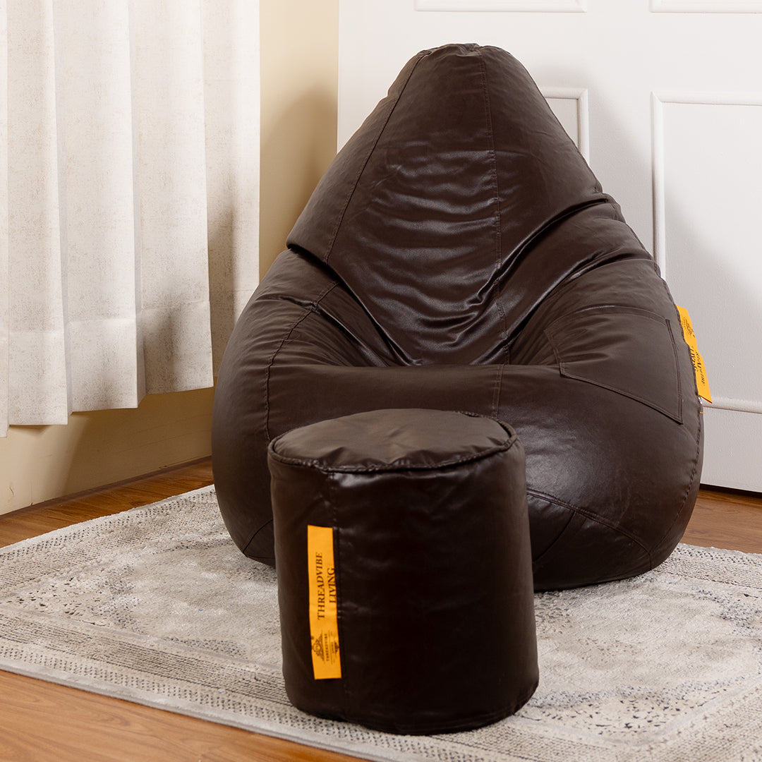 Tear Drop Bean Bag with Footrest | 4XL | Filled