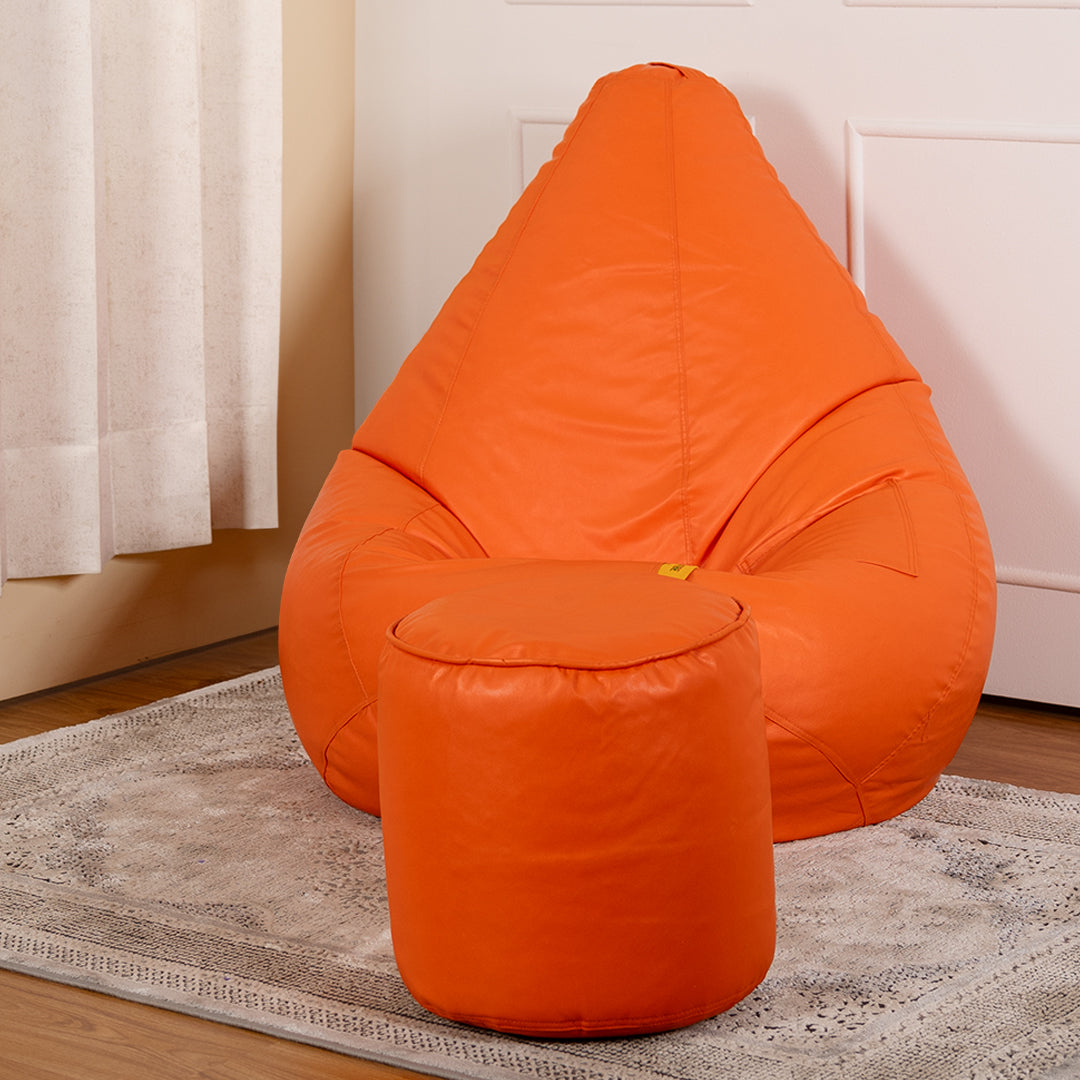 Tear Drop Bean Bag with Footrest | 4XL | Filled