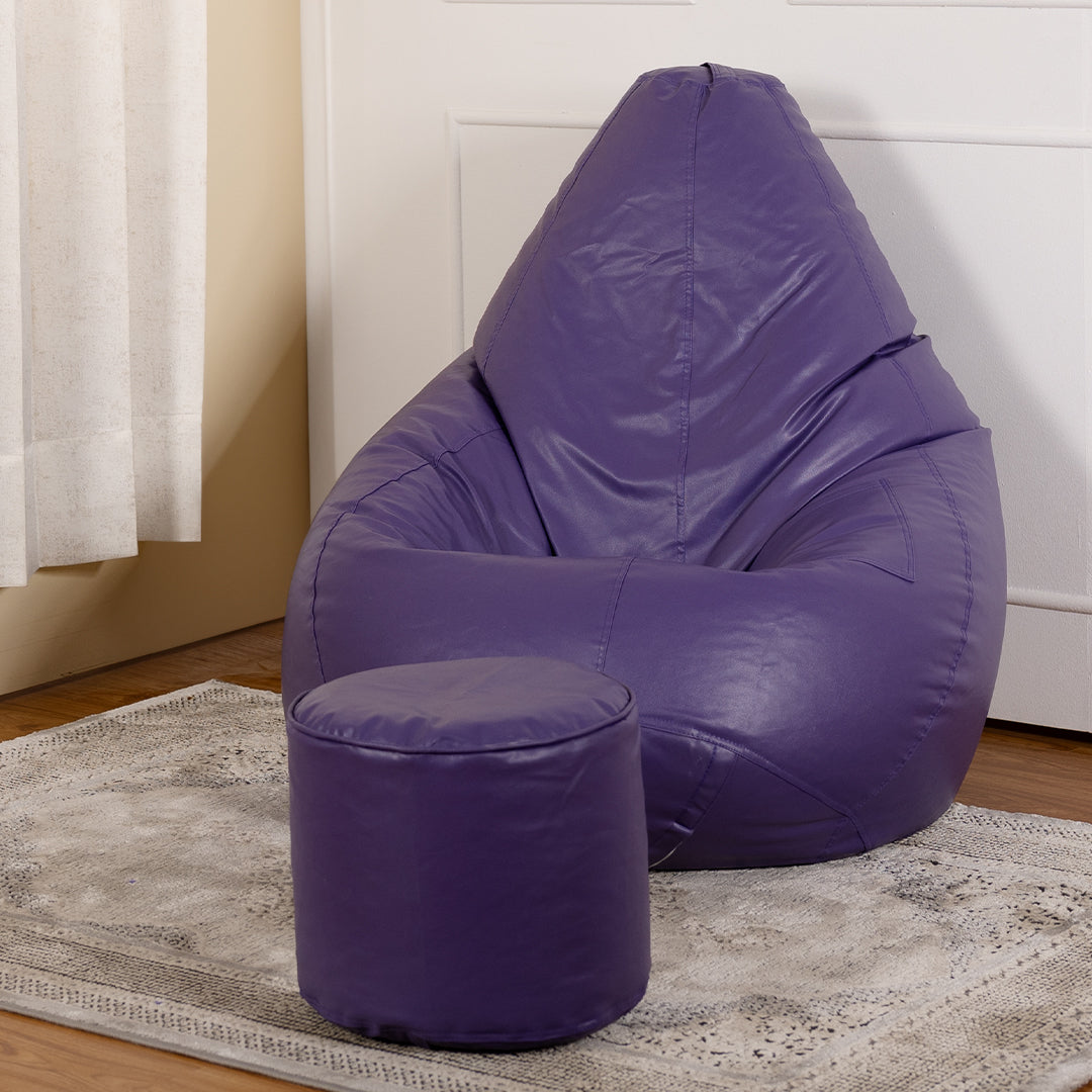 Tear Drop Bean Bag with Footrest | 4XL | Filled