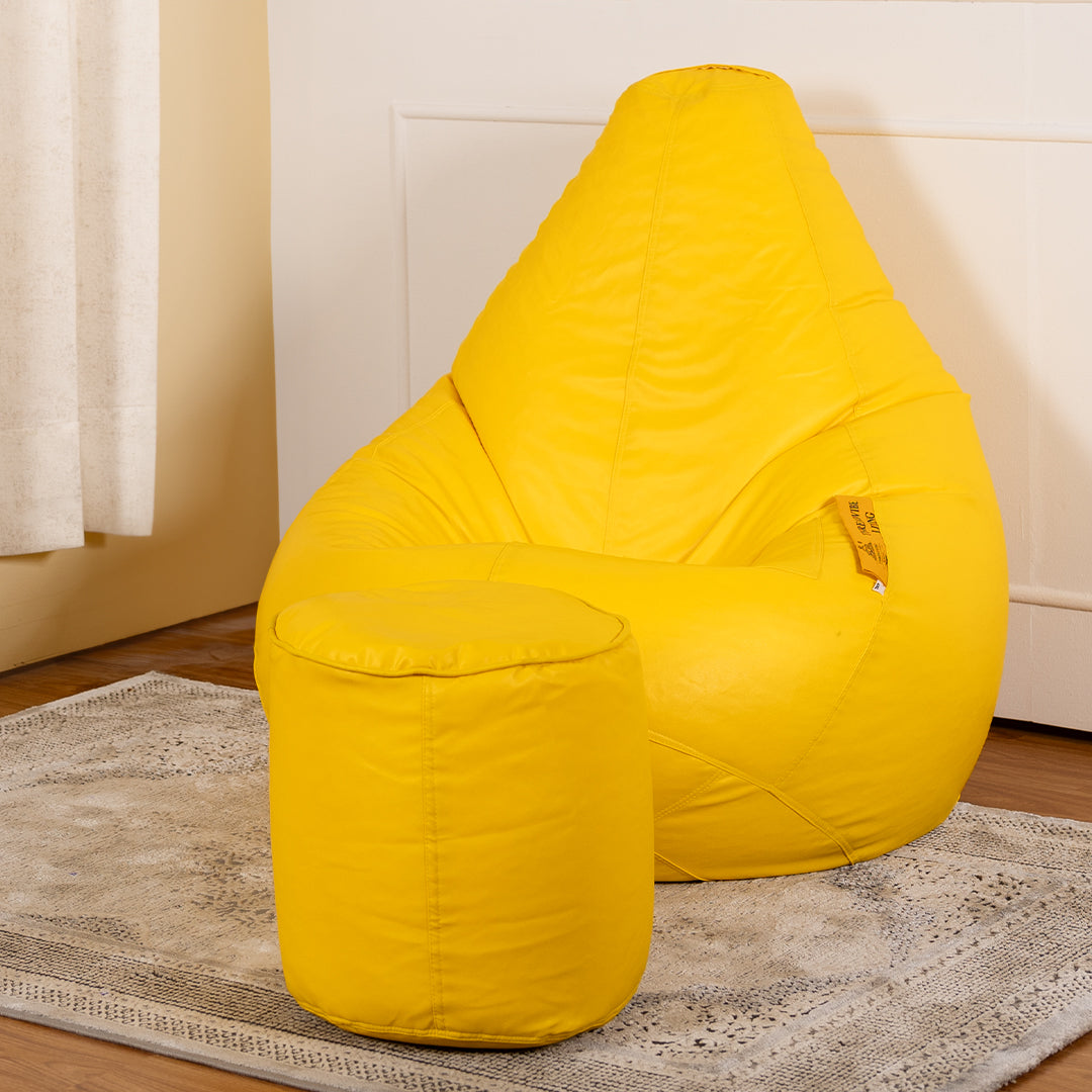 Tear Drop Bean Bag with Footrest | 4XL | Filled