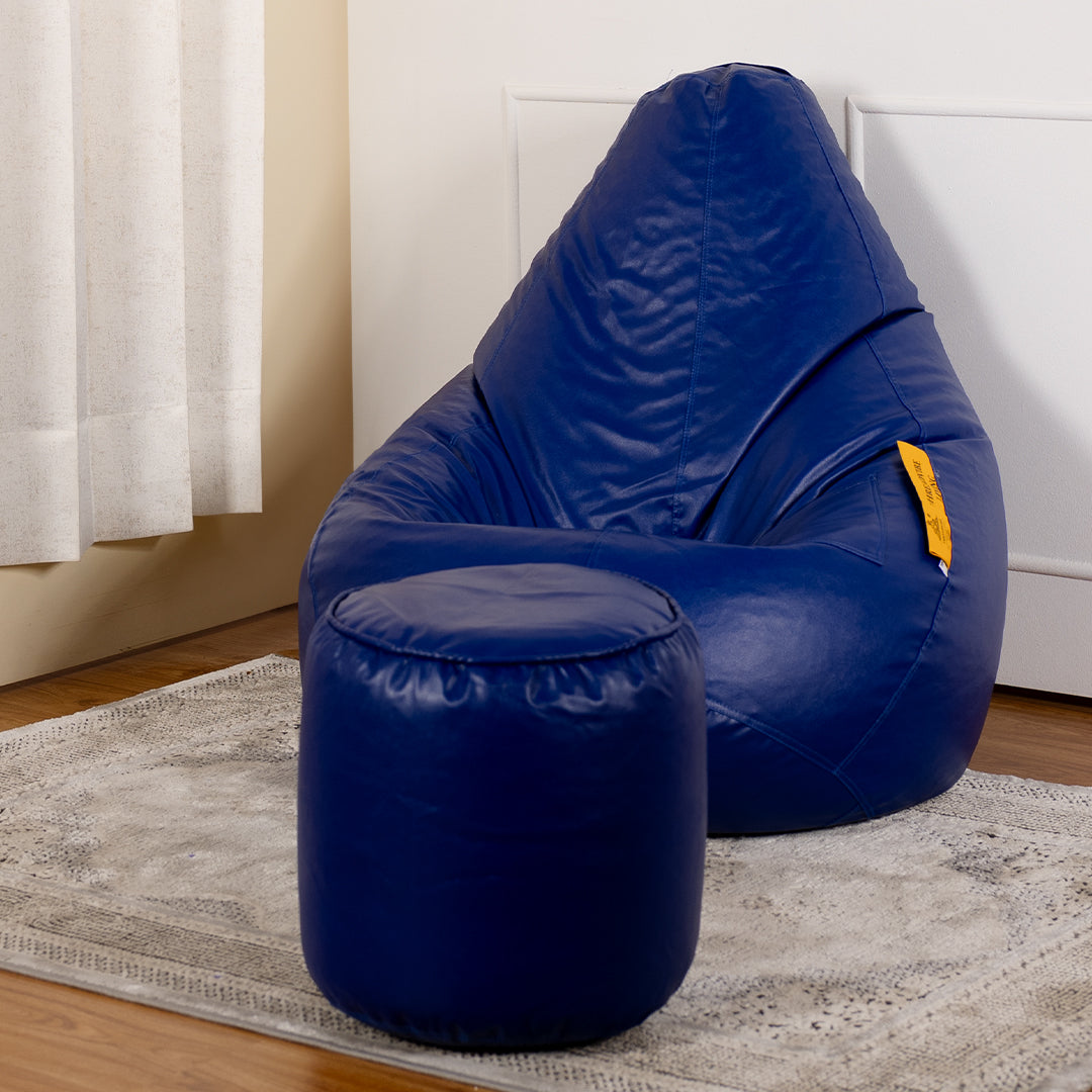 Tear Drop Bean Bag with Footrest | 4XL | Filled