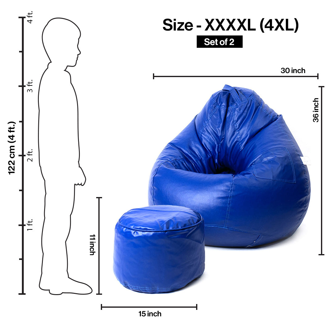 Tear Drop Bean Bag with Footrest | 4XL | Filled