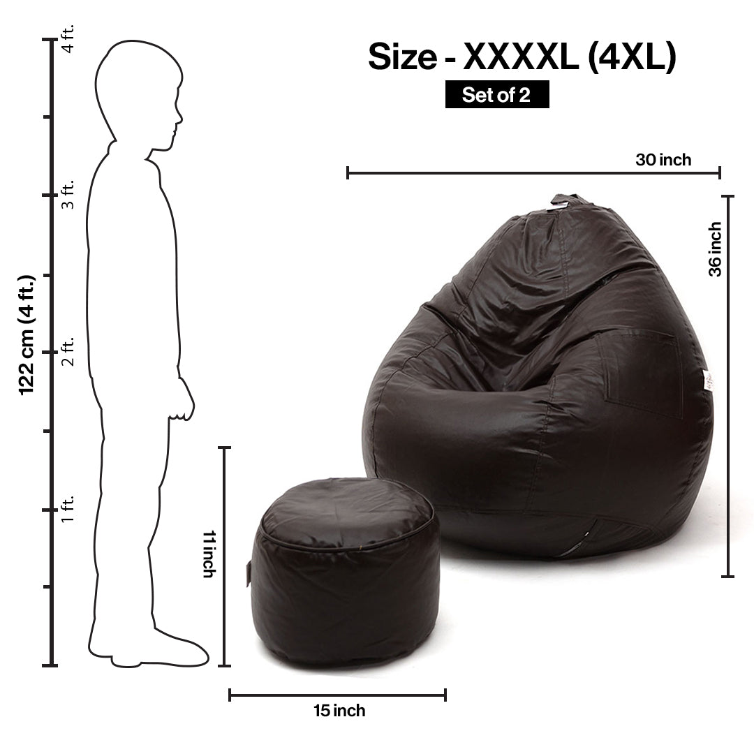 Tear Drop Bean Bag with Footrest | 4XL | Filled