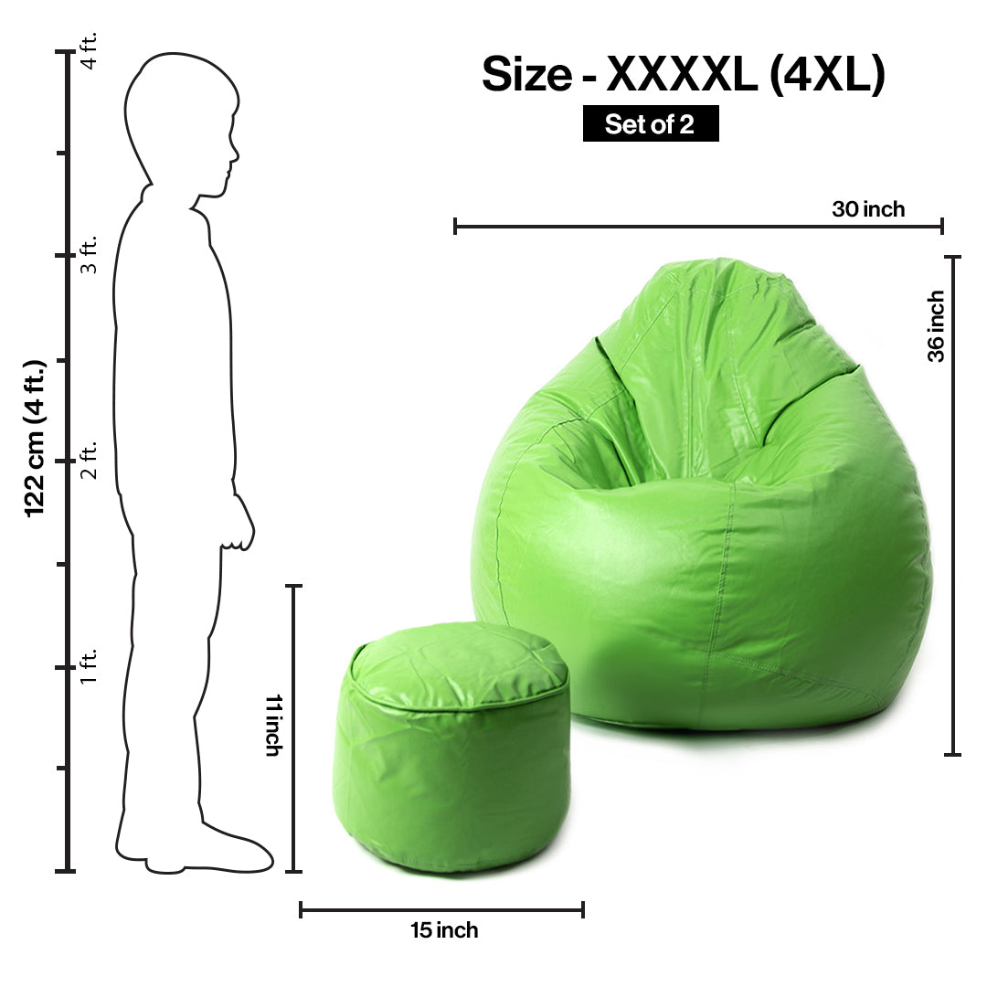 Tear Drop Bean Bag with Footrest | 4XL | Filled