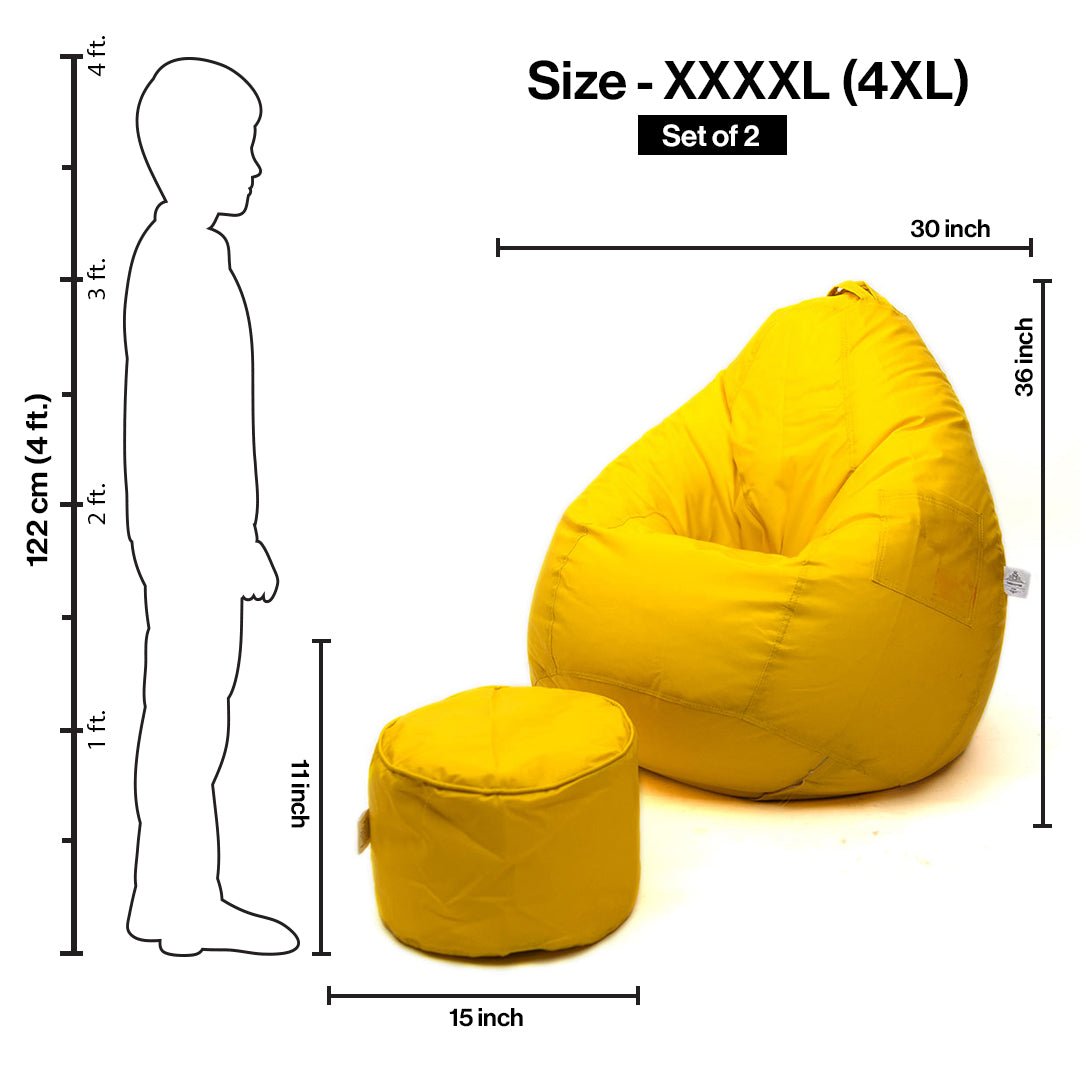 Tear Drop Bean Bag with Footrest | 4XL | Filled