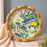 Premium Mango Wood Serving Tray with Lemon & Bird Floral Design