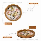 Premium Mango Wood Serving Tray with Pink Floral Design