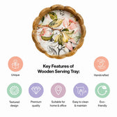 Premium Mango Wood Serving Tray with Pink Floral Design