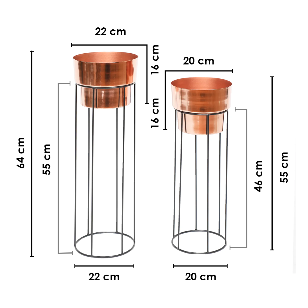 Tall Copper Planters Set of 2