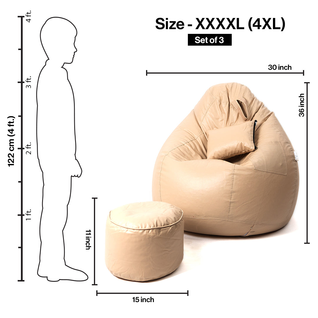 Tear Drop Filled Bean Bag with Cushion & Footrest - XXXXL