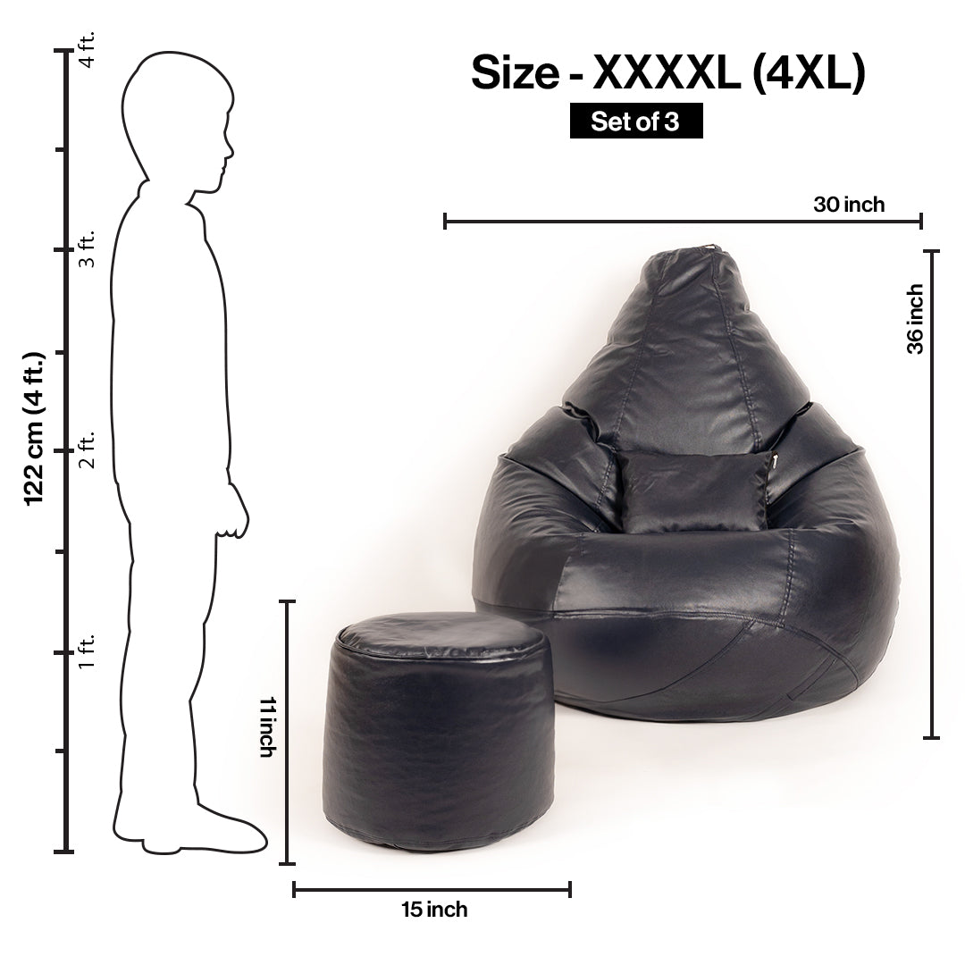 Tear Drop Filled Bean Bag with Cushion & Footrest - XXXXL