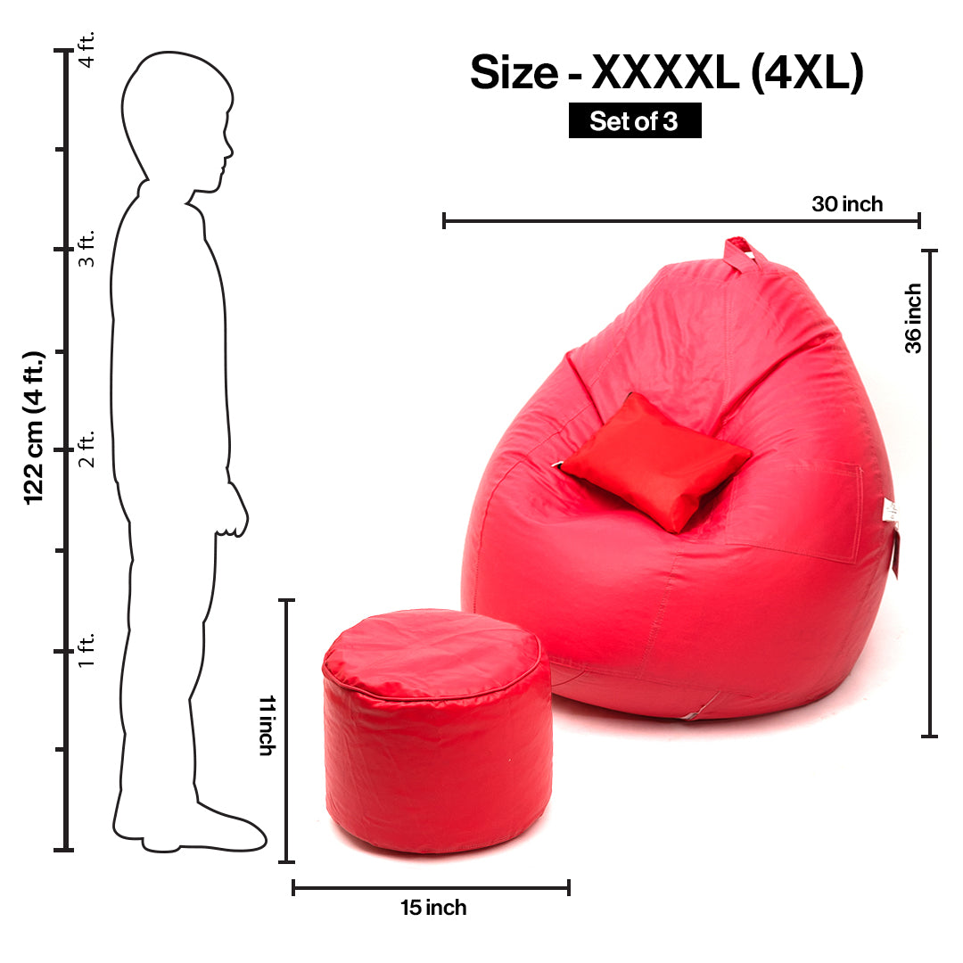 Tear Drop Filled Bean Bag with Cushion & Footrest - XXXXL