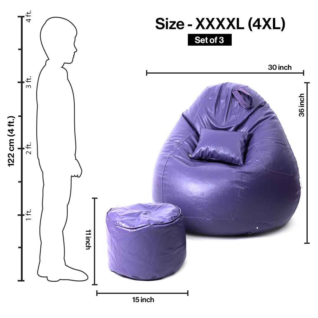 Tear Drop Filled Bean Bag with Cushion & Footrest - XXXXL