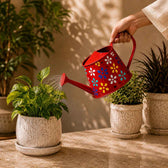 Traditional Watering Floral Print Can in Red (Large)