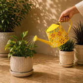 Traditional Watering Can in Floral Print Yellow (Large)