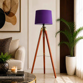 Tripod Floor Lamp With Brown Wood Finish