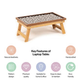 Mango Wood Handmade Fixed shaded mosaic Laptop Table with Epoxy Resin