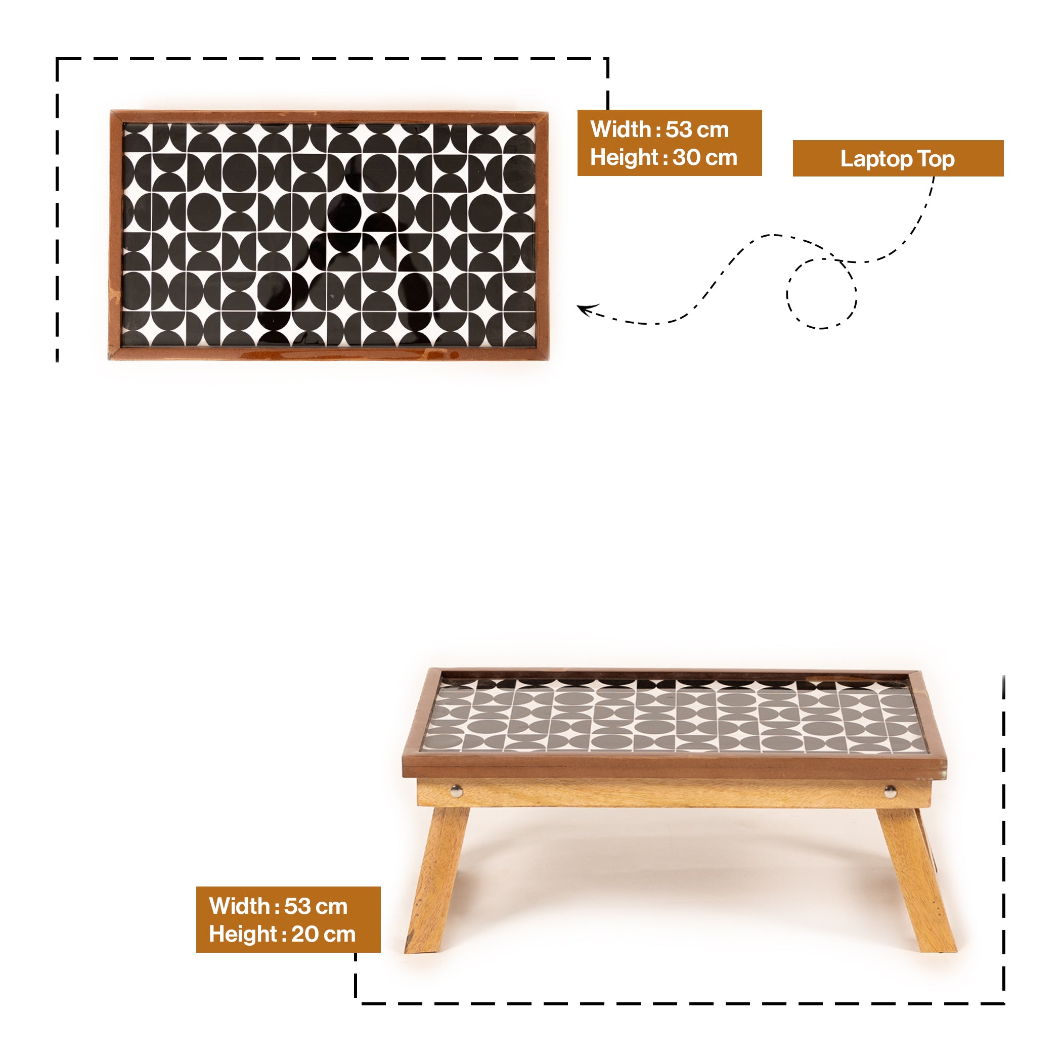 Mango Wood Handmade Fixed shaded mosaic Laptop Table with Epoxy Resin
