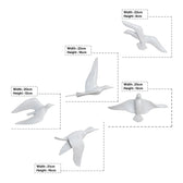 Resin Flying Birds Wall Hanging In White Frost (Set Of 5)