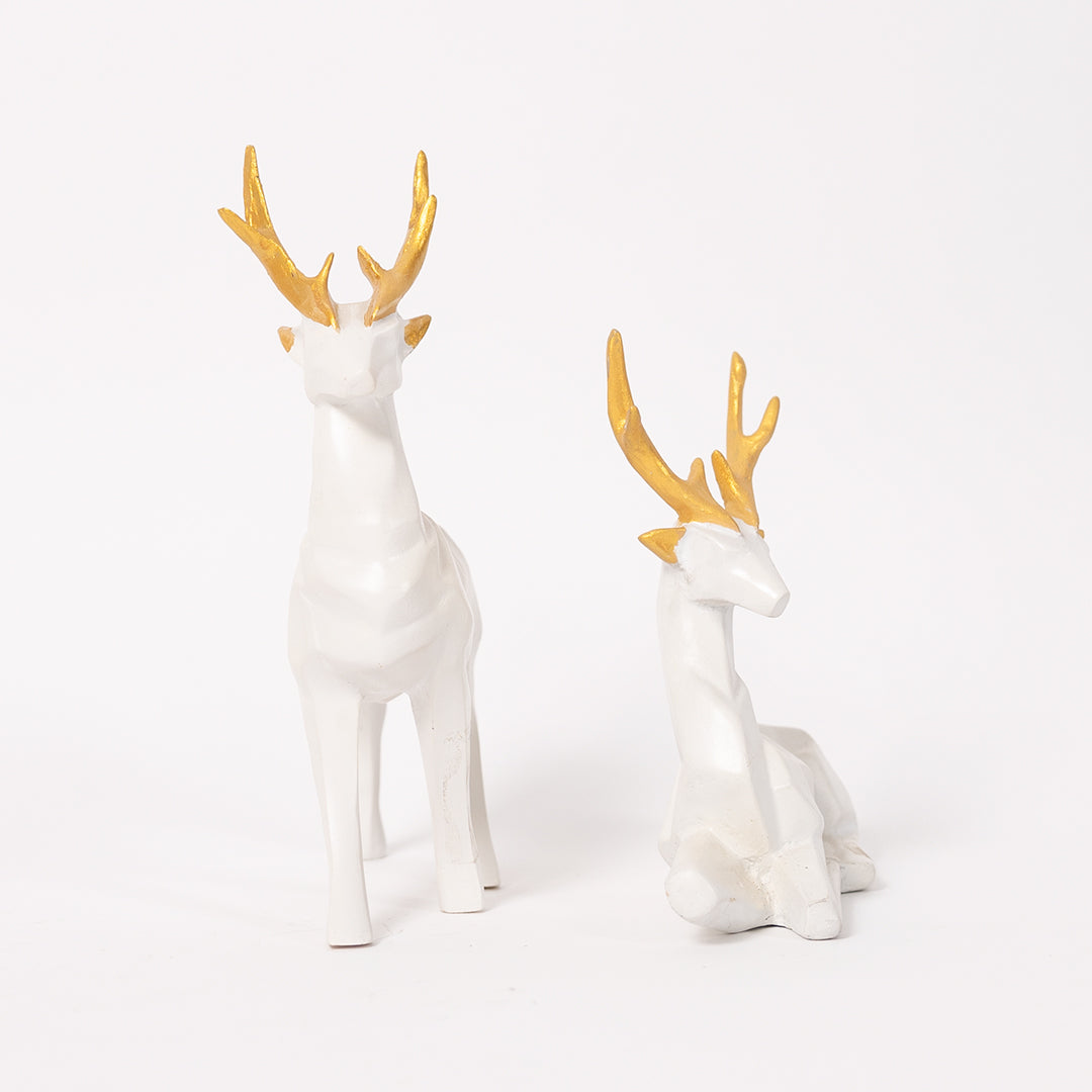 Golden Pair Of Deer Fengshuei Statue Figurine