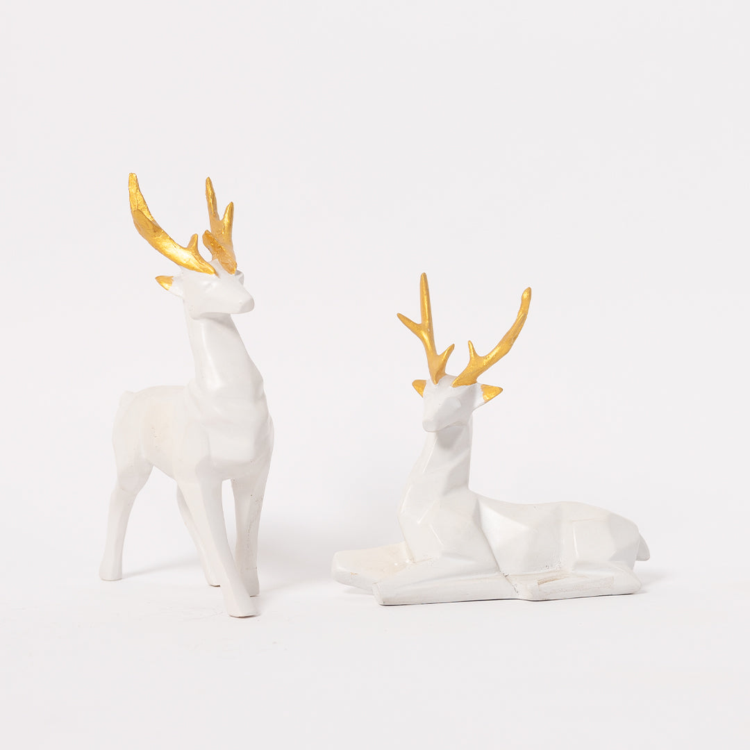 Golden Pair Of Deer Fengshuei Statue Figurine