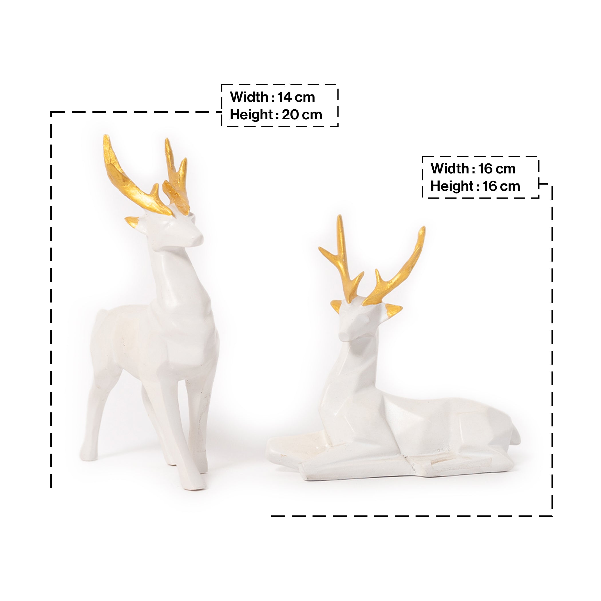 Golden Pair Of Deer Fengshuei Statue Figurine