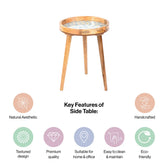 Wooden Side Table in Sunflower Pattern For Living Room & Bedroom