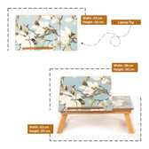 Mango Wood Handmade Folding Laptop Table in Blueflower with Epoxy Resin