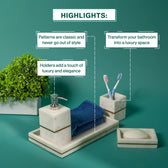 Brass Marble Bathroom Set In Pearly White-Set of 4