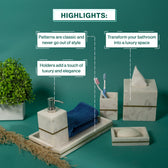 Marble Bathroom Set In Pearl White-Set of 5