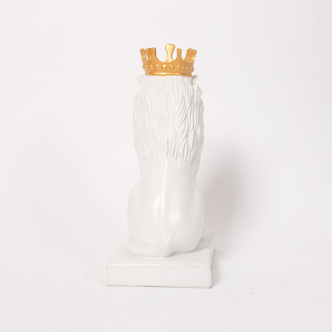 Artistic Nordic Minimalist Regal Lion in White for Home Decor