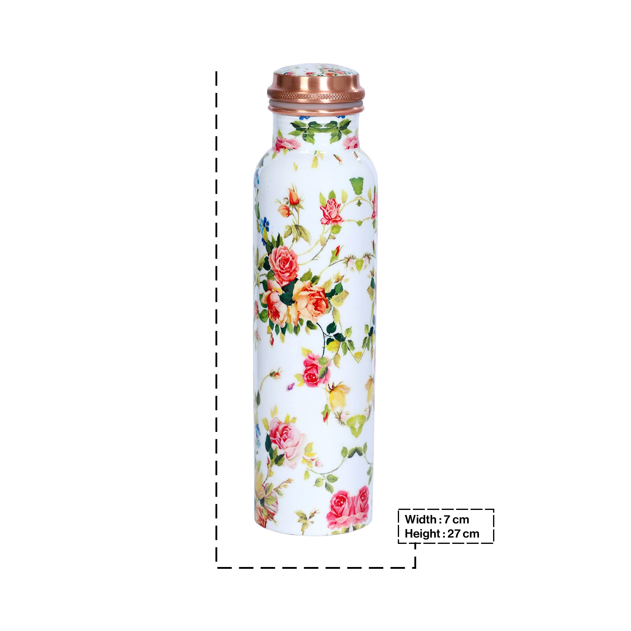 Meenakari White Copper Water Bottle