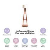 Wooden Floor Lamp With Shelf Storage in 3 Tiered | Tiered Floor Lamps for Living Room and Bedroom