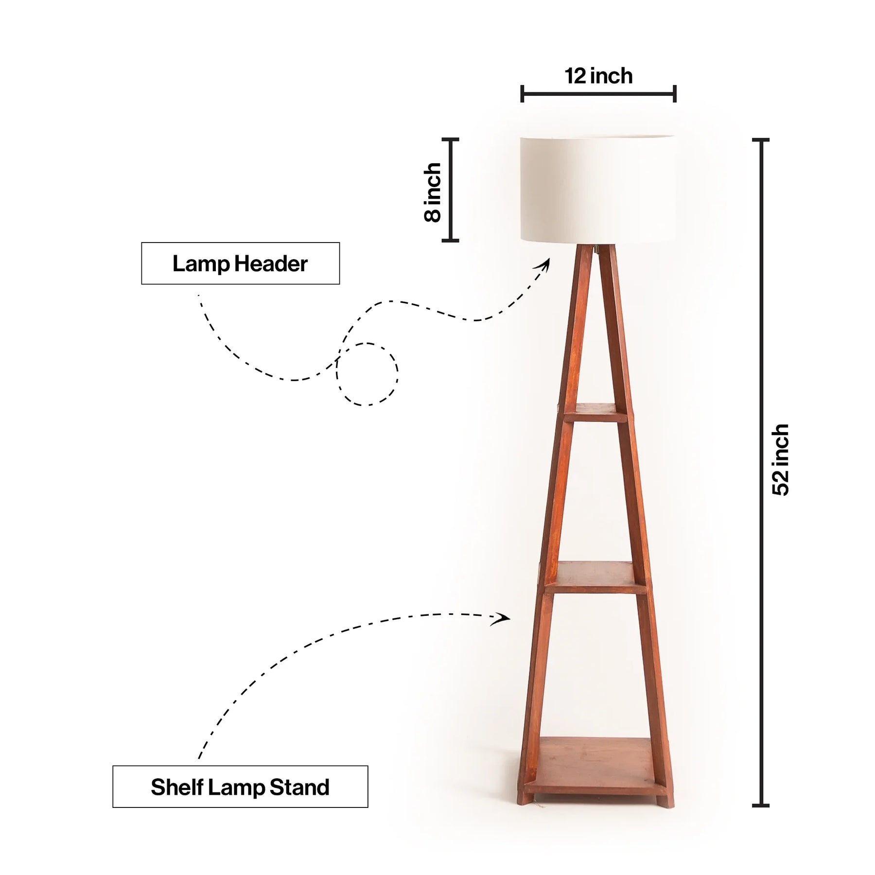 Wooden Floor Lamp With Shelf Storage in 3 Tiered | Tiered Floor Lamps for Living Room and Bedroom