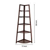 Wooden Corner Ladder 5 Tier Shelf for Home Decor
