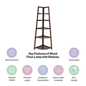 Wooden Corner Ladder 5 Tier Shelf for Home Decor
