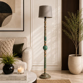 Wooden Floor Lamp with Shades for Living Room – Tall Vintage Standing Lamp